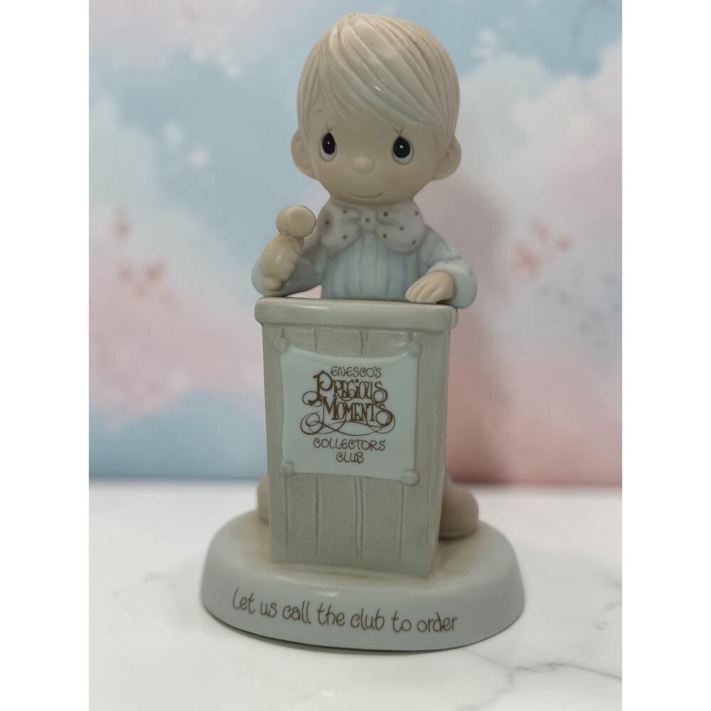 Precious Moments “Let Us Call The Club To Order” Porcelain Wrong Box 1982